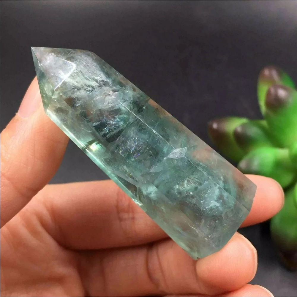 Two Fluorite gemstone towers green and purple - Picture 6 of 8
